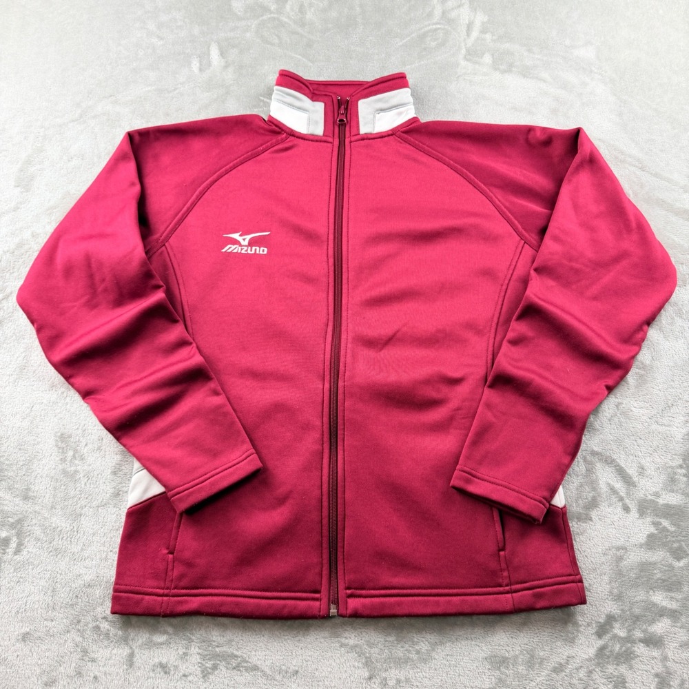 Mizuno Women's XS Red Full Zip Track Jacket Mock Neck Athletic Activewear